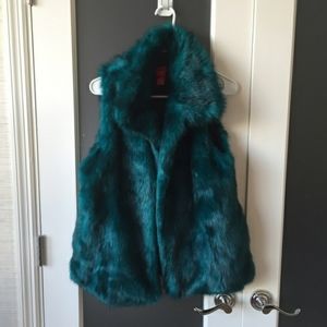 Saks Fifth Avenue Emerald Green Oversized Fur Vest